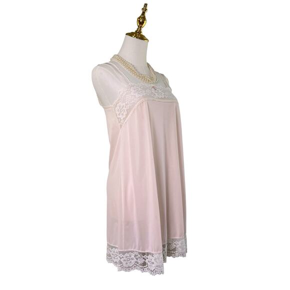 Vintage 60s Coquette Pastel Pink Nylon Lacy Babydoll Nightgown Women’s Size S - Picture 5 of 10